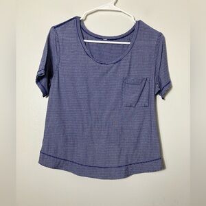 Lululemon Short Sleeve T-shirt Sz 8 Navy Blue Striped Casual